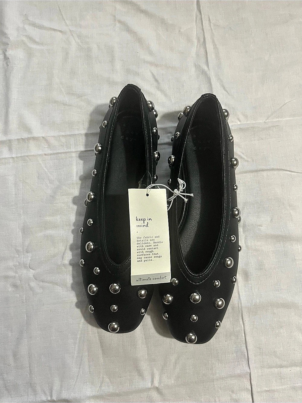 Karma and Luck Black Studded Flats NWT